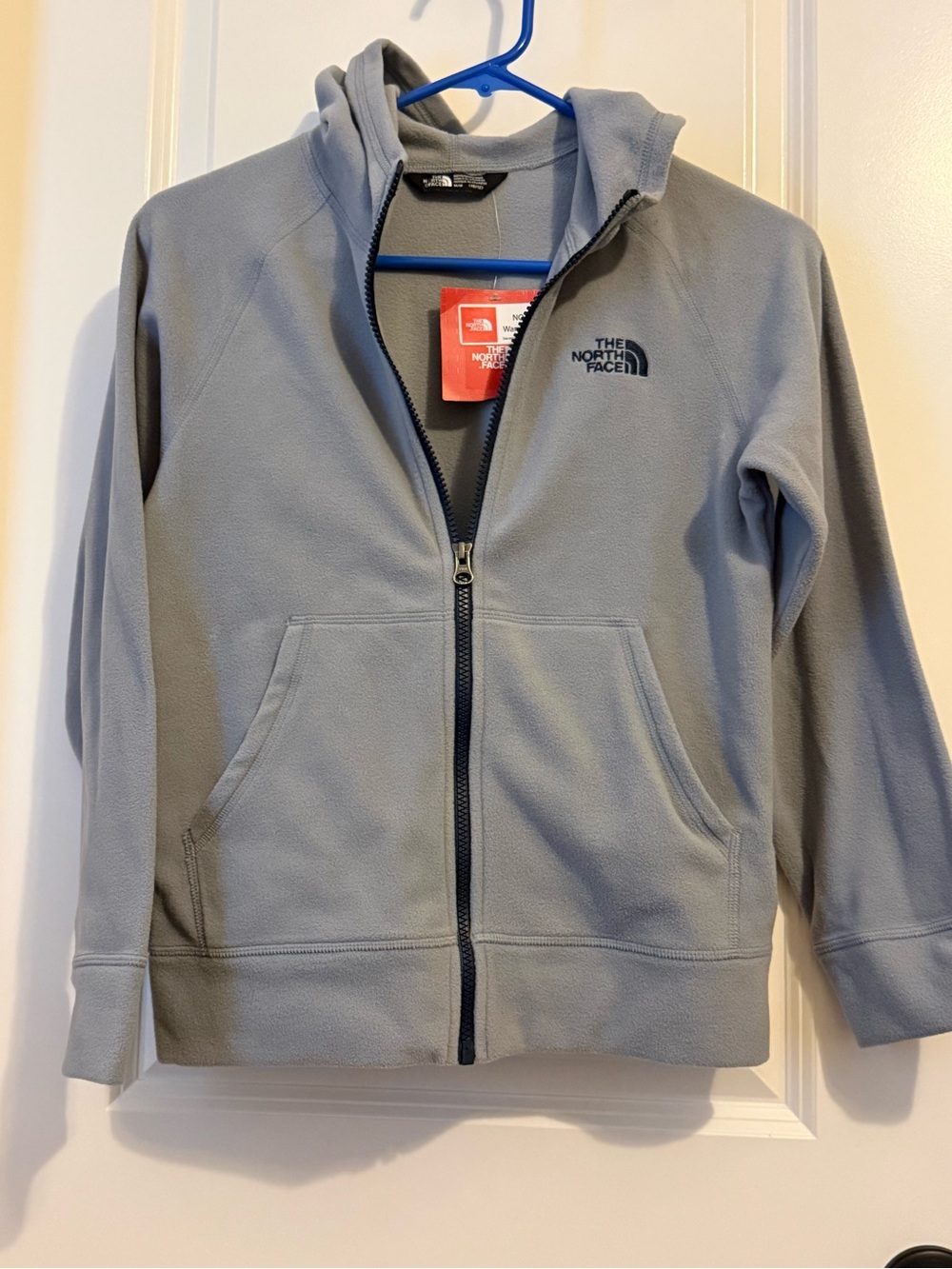 The North Face Kids' Light Gray/navy Fleece Full-Zip Hoodie